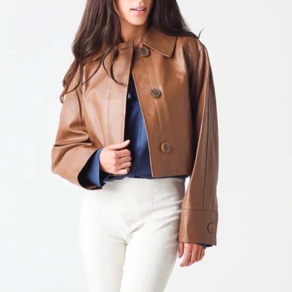 Vince Jackets & Blazers - WOMEN'S CROPPED LEATHER JACKET FROM VINCE